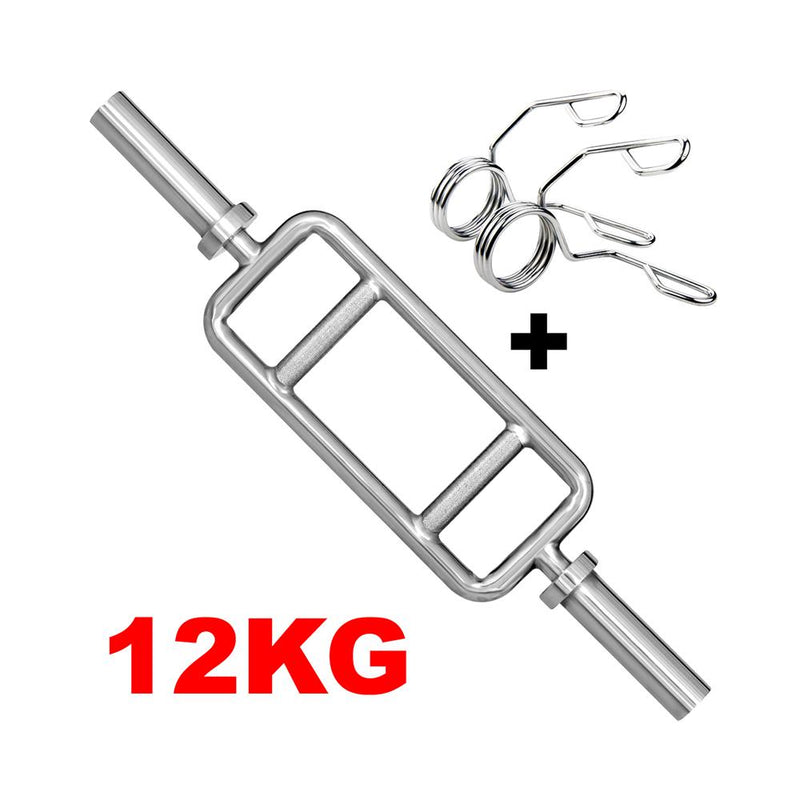 TnP Accessories 2" Olympic Tricep Bar + Spring Collars 2"Tricep Silver-Tricep Bars-londonsupps