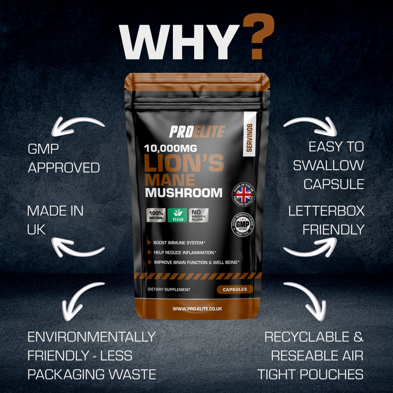 PROELITE Lions Mane Mushroom Vegan Capsules