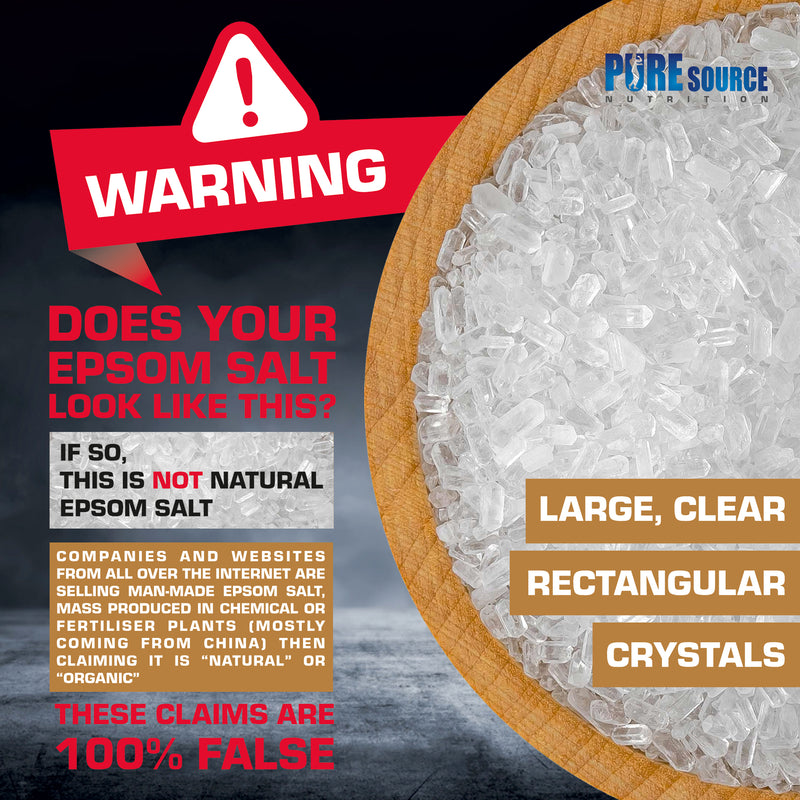 Pure Source Nutrition Epsom Salt 1kg - Unscented Pouch	