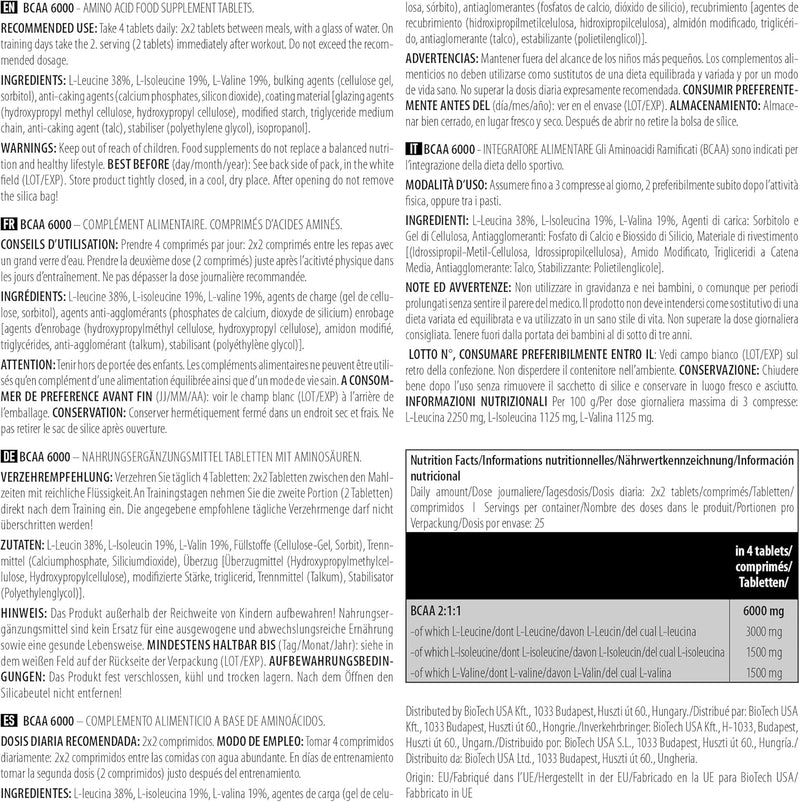 BioTech USA BCAA 6000 - 100 Tablets