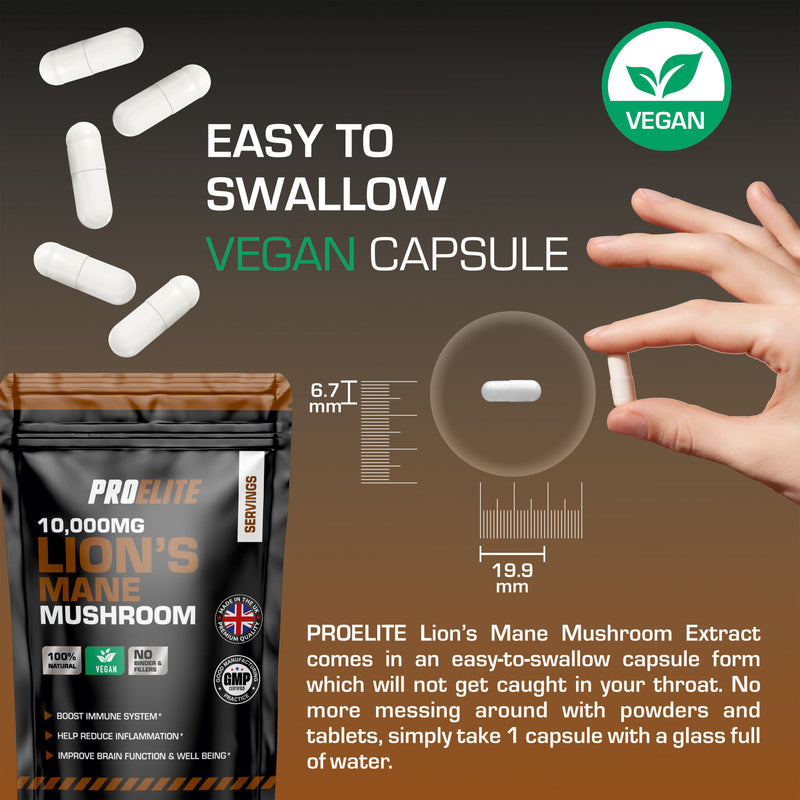 PROELITE Lions Mane Mushroom Vegan Capsules
