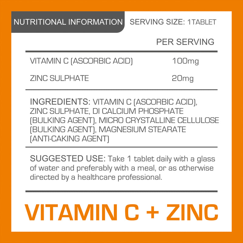Pro-Elite Vitamin C + Zinc Vegan Tablets