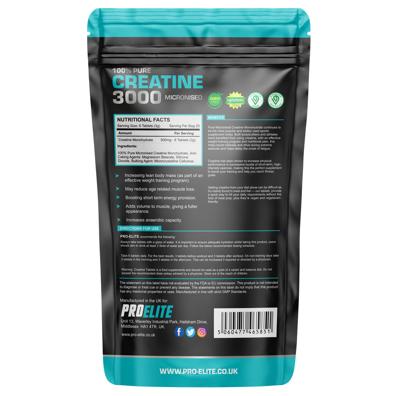 Pro-Elite Creatine Monohydrate 500mg Vegan Tablets