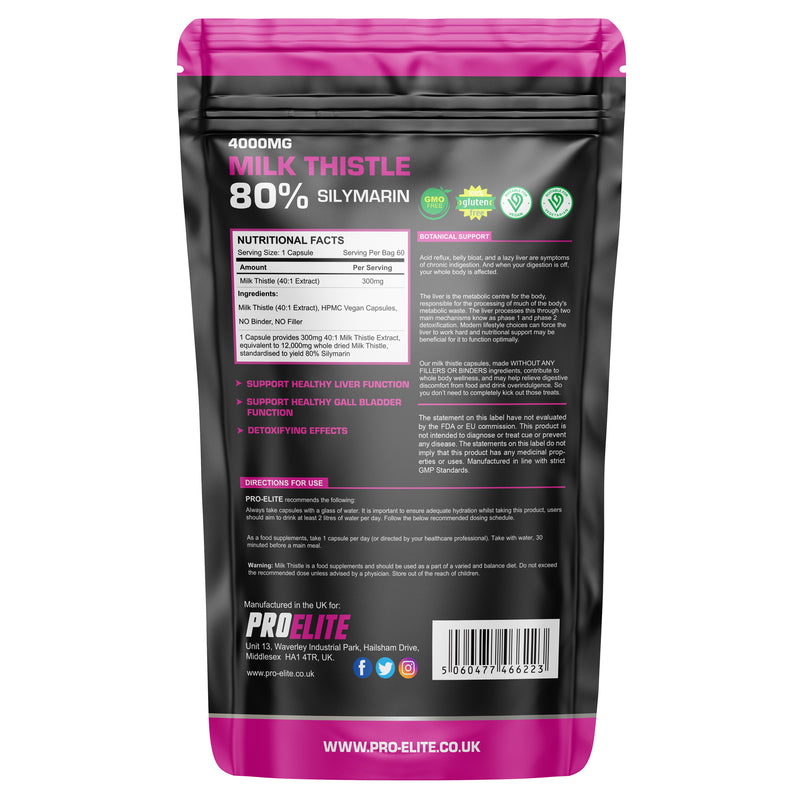 Pro-Elite Milk Thistle 40:1 Extract - Capsules VEGAN