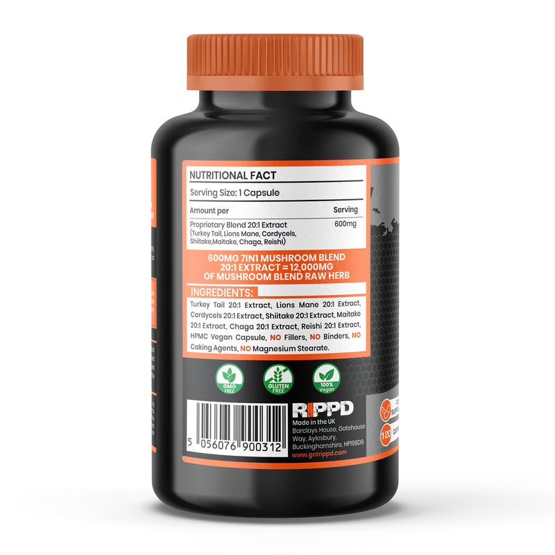 RIPPD 7in1 Mushroom Blend Mix 120 Capsules