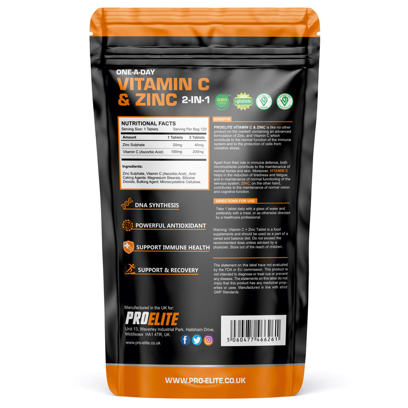 Pro-Elite Vitamin C + Zinc Vegan Tablets