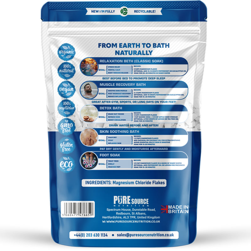 Pure Source Nutrition Magnesium Flakes 1kg Pouch