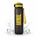 Animal Sports Water Bottle 1000ml Black with Yellow Spalva