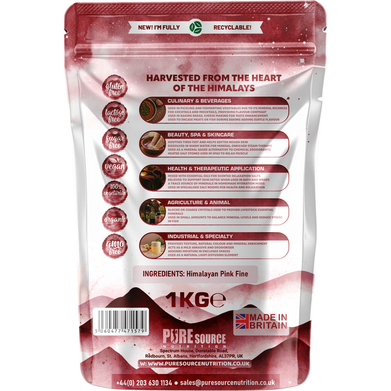 Pure Source Nutrition Himalayan Pink Salt 1Kg Fine