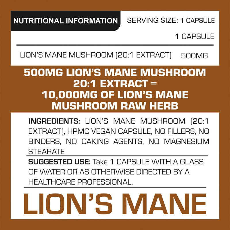 PROELITE Lions Mane Mushroom Vegan Capsules