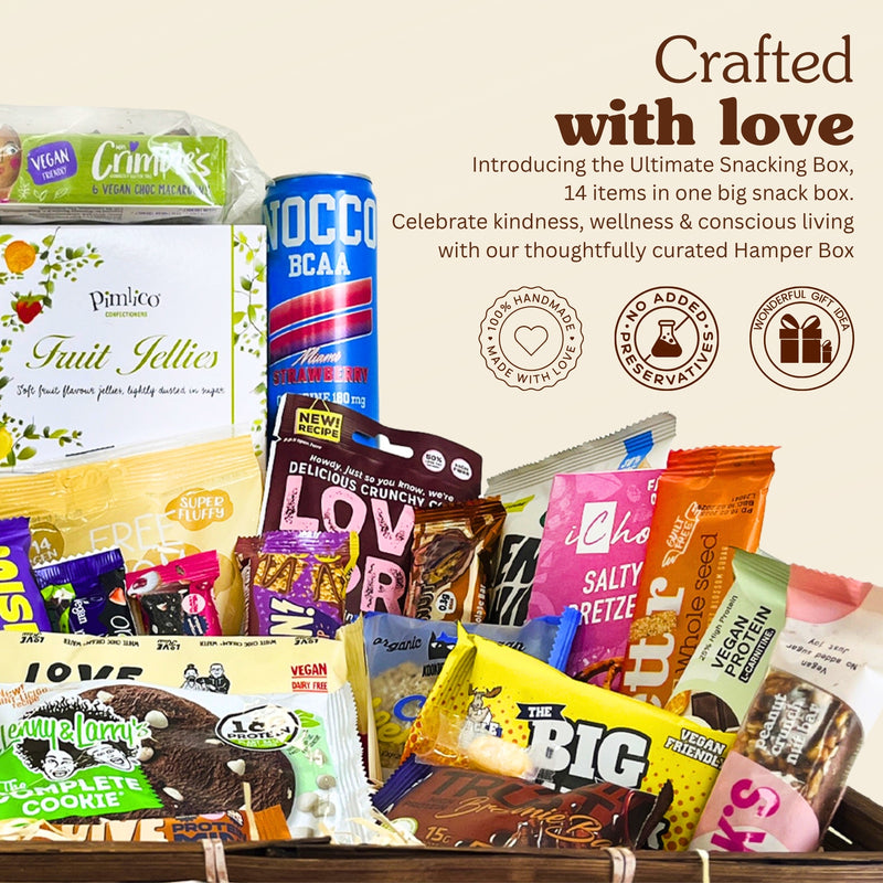 Vegan Vegetarian Food Gift Hamper Basket Sweet Chocolate Selection Bars Snacks