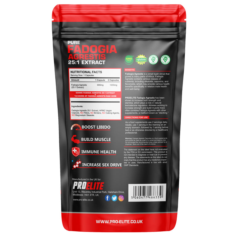 Pro-Elite Fadogia Agrestis 25:1 Extract Vegan Capsules
