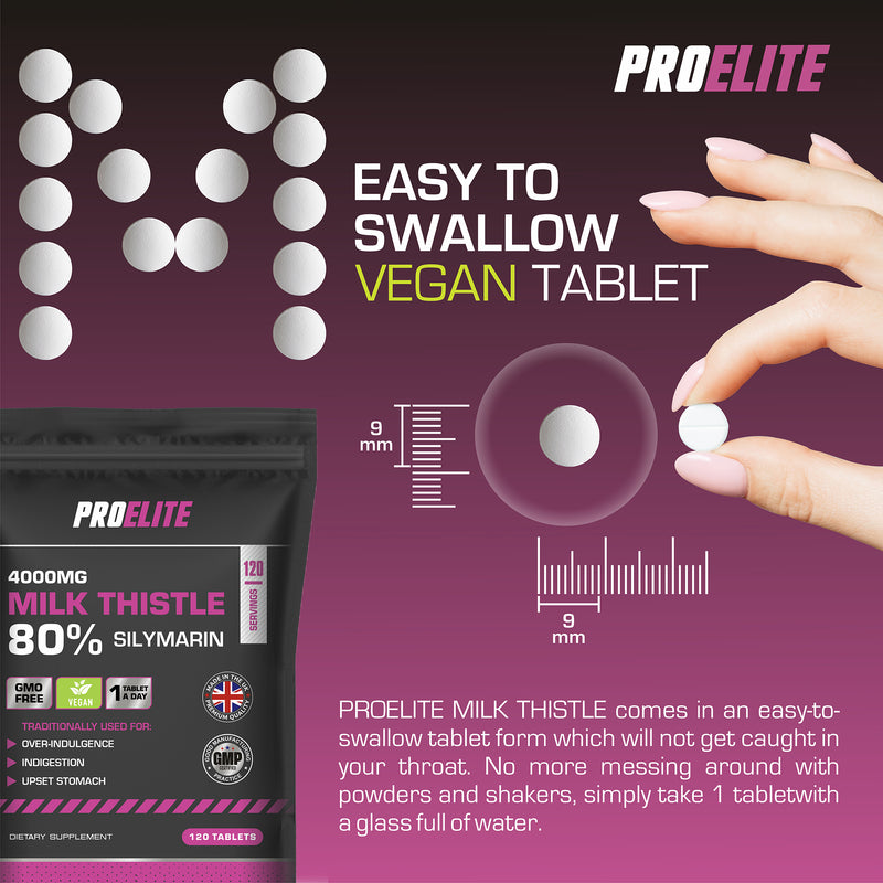 Pro-Elite Milk Thistle 40:1 Extract - 120 Tablets (100mg) VEGAN