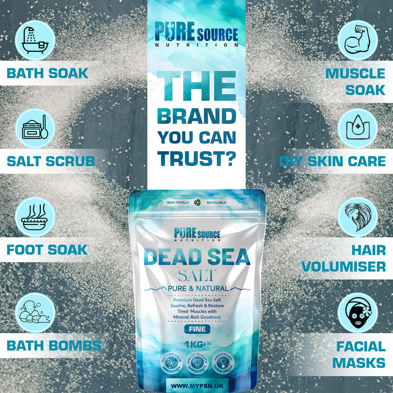 Pure Source Nutrition Dead Sea Salt 1kg Fine - Bag