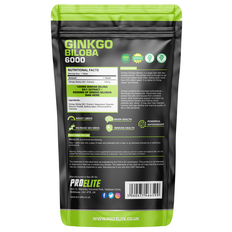 Pro-Elite Ginkgo Biloba 6000 Vegan Tablets