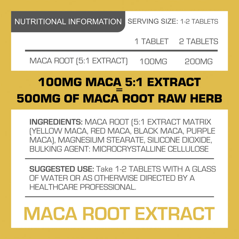 Pro-Elite Maca Root 5:1 Extract Vegan Tablets