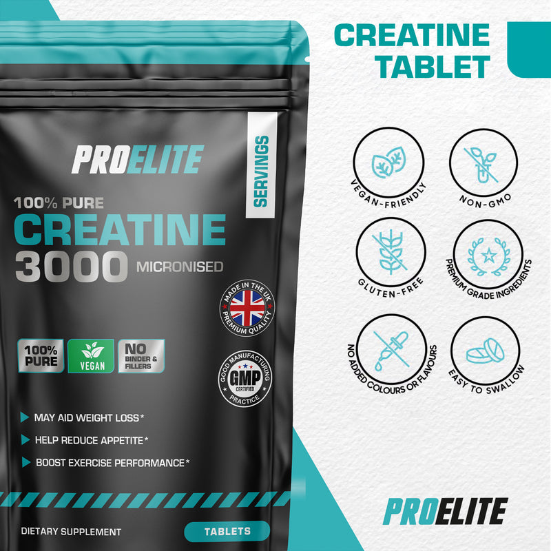 Pro-Elite Creatine Monohydrate 500mg Vegan Tablets
