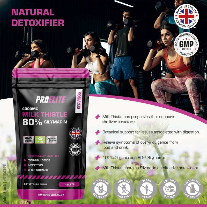 Pro-Elite Milk Thistle 40:1 Extract - 120 Tablets (100mg) VEGAN