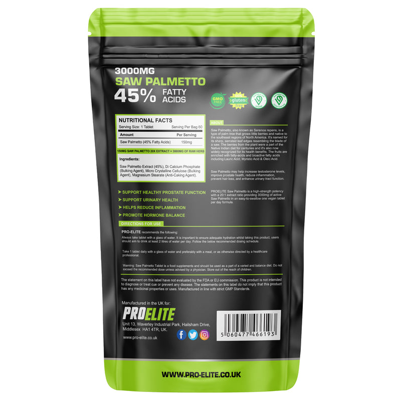 Pro-Elite Saw Palmetto (45% FattyAcids) Tablets