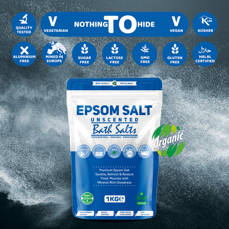 Pure Source Nutrition Epsom Salt 1kg - Unscented Pouch	