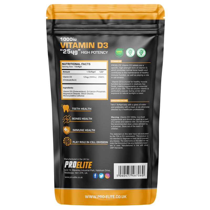 PROELITE Vitamin D3 5000iu Softgels