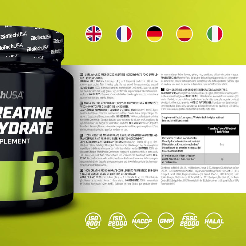 BioTech USA 100% Creatine Monohydrate 300g / 500g