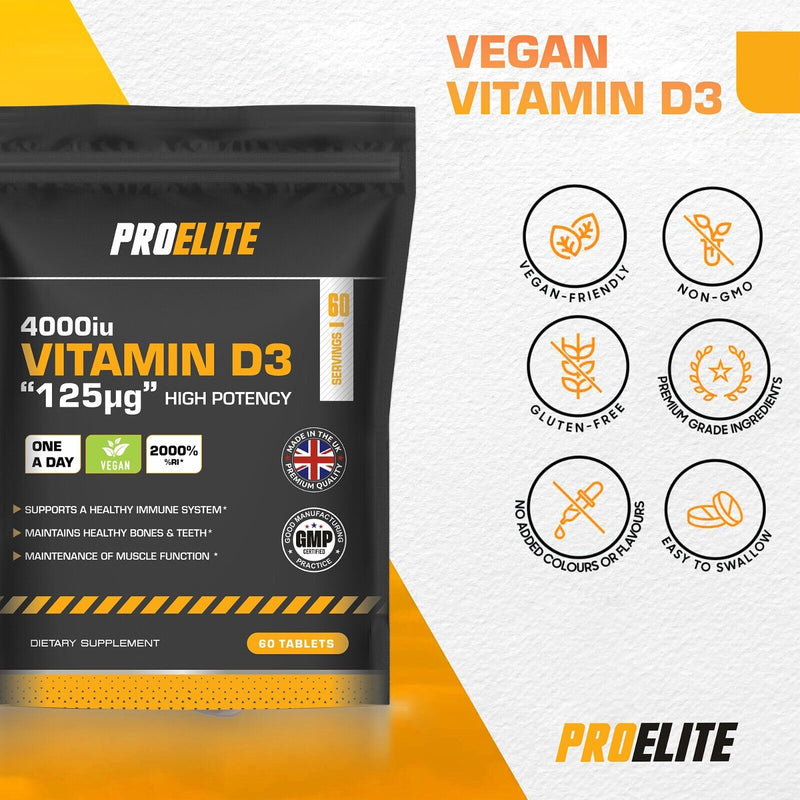 Pro-Elite Vitamin D3 4000iu Vegan Tablets