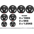 TnP Accessories 1" Tri-Grip Vinyl Barbell Set Red/Black Weight Plates - 60kg-Barbell Sets-londonsupps