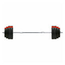TnP Accessories 1" Tri-Grip Vinyl Barbell Set Red/Black Weight Plates - 60kg-Barbell Sets-londonsupps