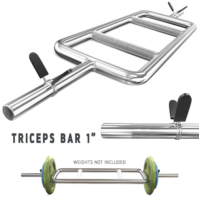 TnP Accessories 1" Tricep Bar + Spring Collar 1"Tricep Silver-Bars & Collars-londonsupps
