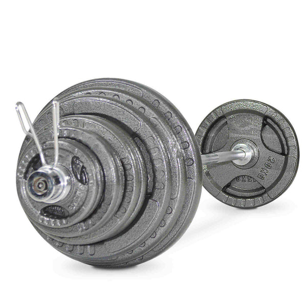 TnP Accessories Tri-Grip Cast Iron Olympic Barbell Weight Disc & Barbell Set-from 85kg-185kg-Barbell Sets-londonsupps
