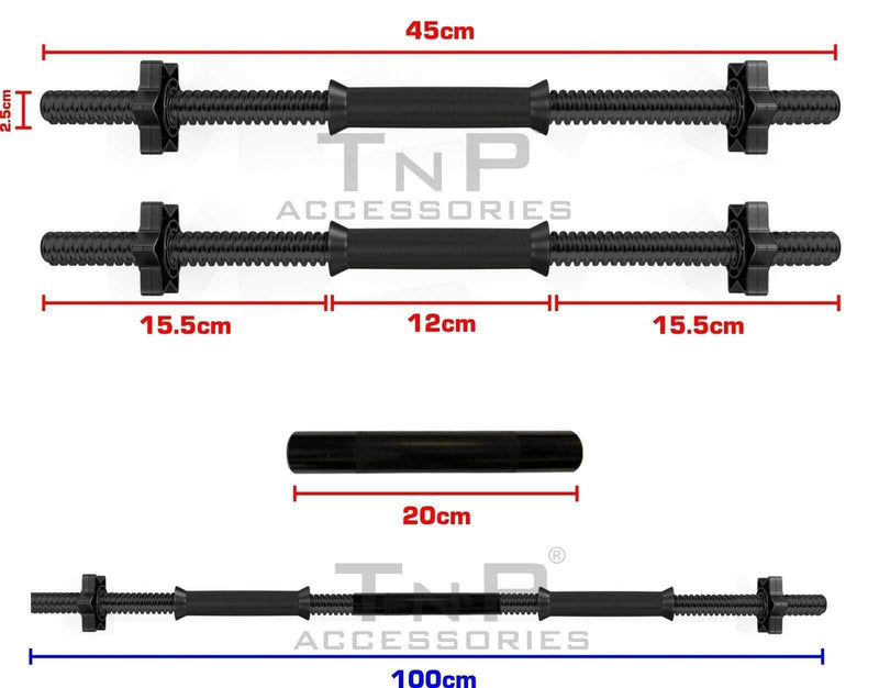 TnP Accessories Black Solid Plastic Dumbbell Bar Set-Dumbbell Bars-londonsupps