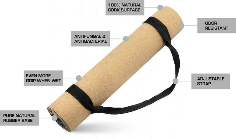 TnP Accessories Cork Yoga Mat 183*61*0.6cm-Yoga Massage & Pilates-londonsupps