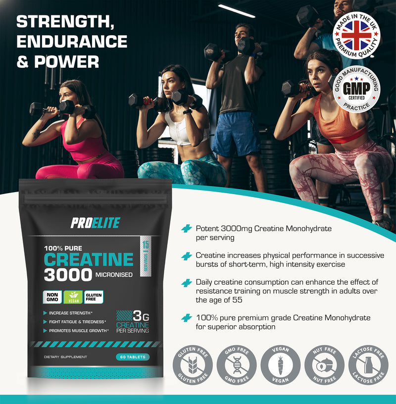 Pro-Elite Creatine Monohydrate 500mg Vegan Tablets