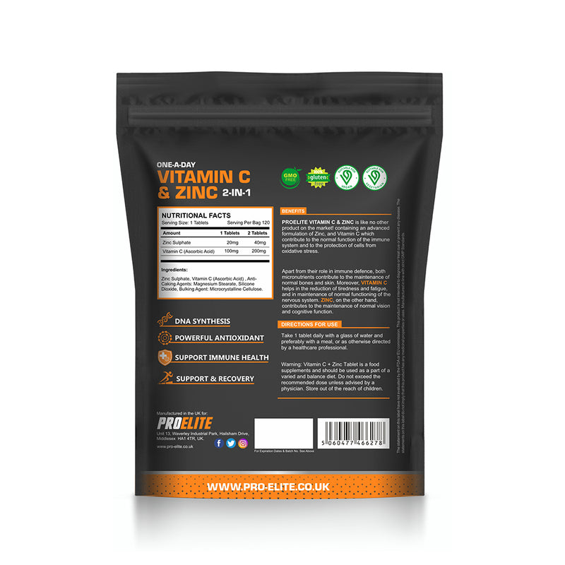 Pro-Elite Vitamin C + Zinc Vegan Tablets