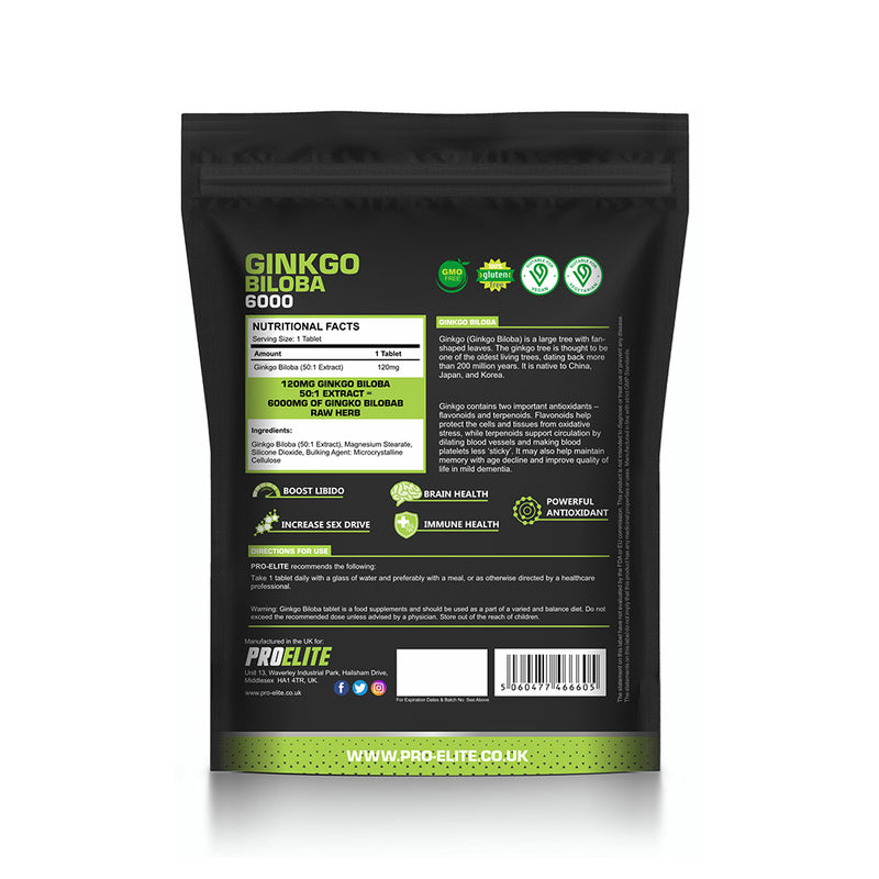 Pro-Elite Ginkgo Biloba 6000 Vegan Tablets