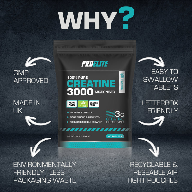 Pro-Elite Creatine Monohydrate 500mg Vegan Tablets